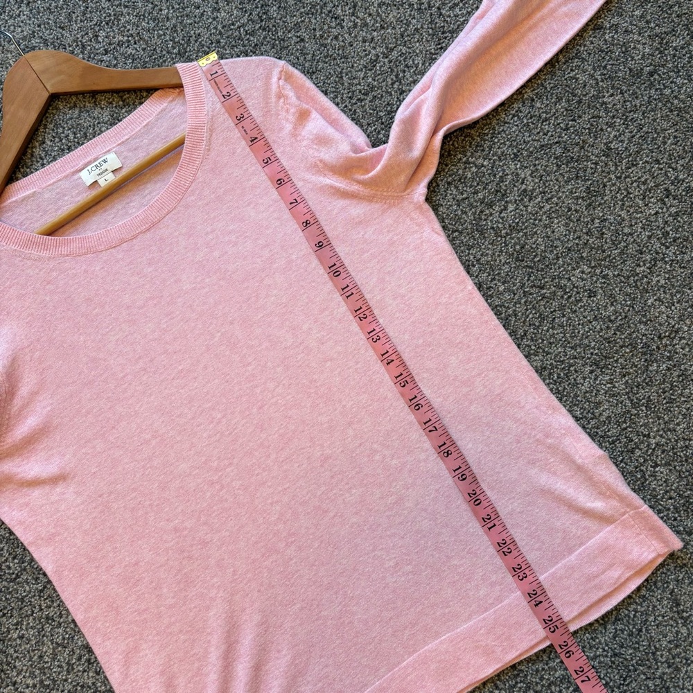 J Crew Light Pink Teddie Sweater Lightweight Long Sleeves Closet Staple - Large - Picture 6 of 9